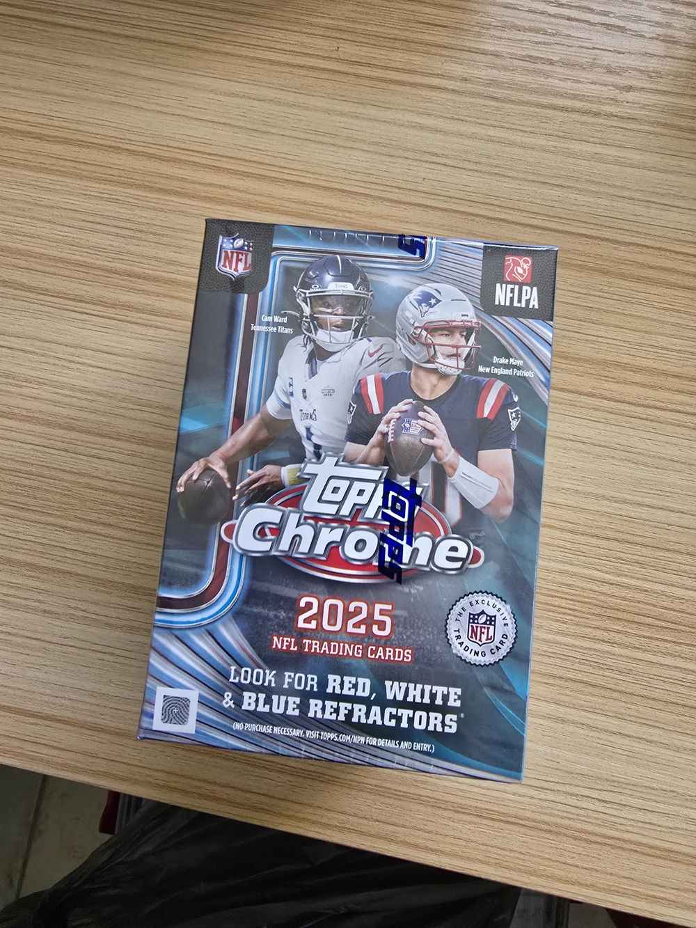 Topps Chrome 2025 NFL Trading Cards - Blue, White, Red
